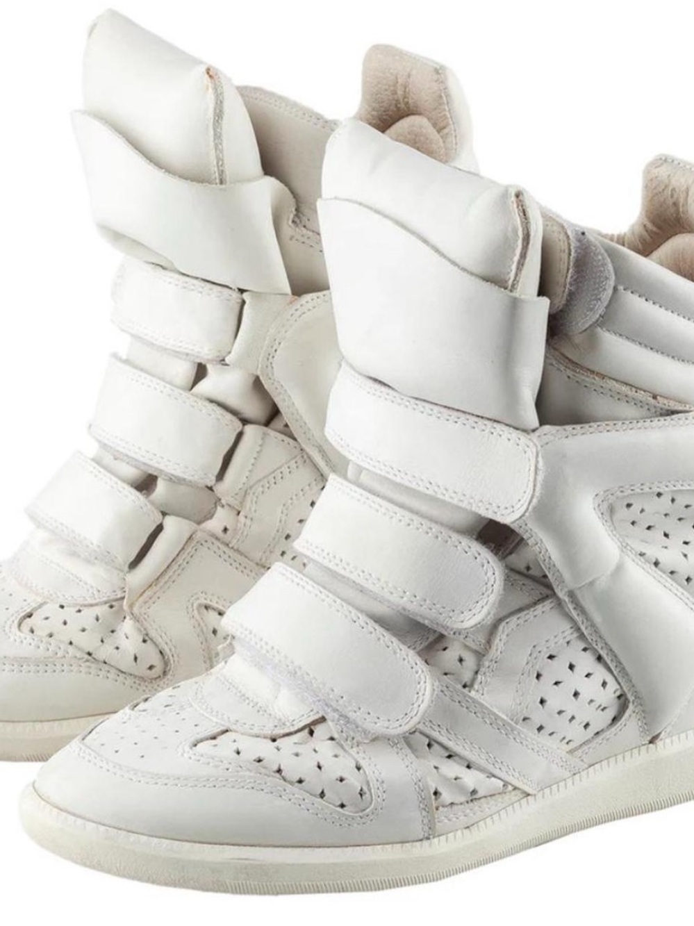 Isabel Marant White High-Top Wedge Velcro Sneakers